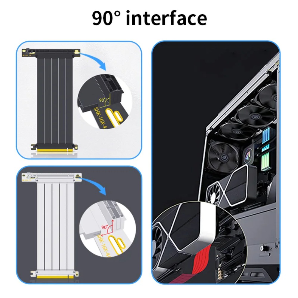 PCI‑E 4.0/3.0 X16 GPU Riser Ca - Pcie 4.0 X16 Riser Cable 90 Degree recension och pris